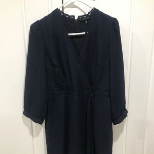 Navy romper with 3/4 length sleeves